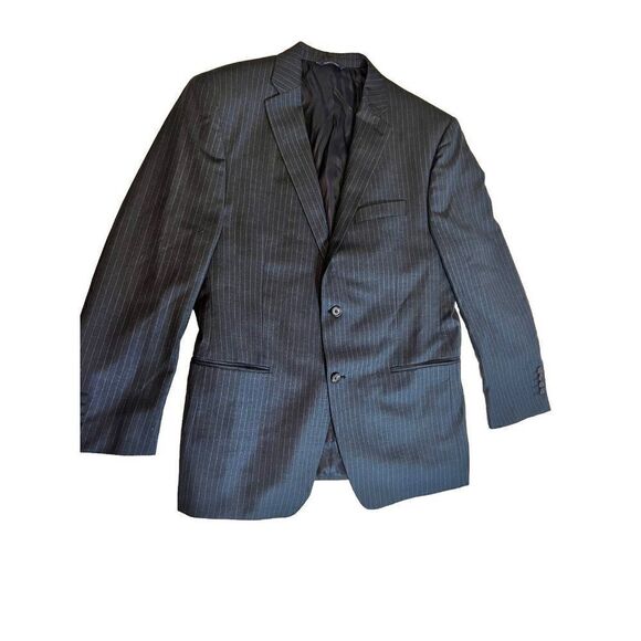 LRL Ralph Lauren Gray Pinstripe Wool 2 Button Blazer Jacket Mens 44R - Picture 1 of 11